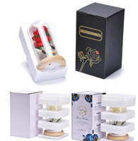 Bunga Mawar Buatan Awet LED Cantik Hadiah untuk Ibu Hari Valentine Ulang Tahun Selamanya Mawar Abadi Dalam Kubah Kaca