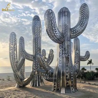 D & Z Yard Decor Desert Beach Project Design Grande sculpture de cactus en métal à vendre