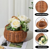 Panier de rangement décoratif pour la maison et le jardin, panier en osier naturel tressé avec poignée de transport facile pour fleurs artificielles et cadeaux
