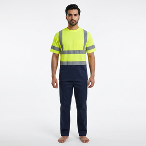 T-shirt de sécurité réfléchissant haute visibilité personnalisé, construction à manches courtes, polo de travail haute visibilité pour hommes - Product Image 1