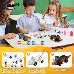 Çocuklar DIY boyama modeli oyuncak seti dinozor boyama seti sanat zanaat dino geri çekin araba 2 in 1 dinozor araba çocuklar için - Product Image 2