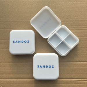New Promotion 4 Compartments Cute Plastic 4 Case Square Pill Box Medicine Promotion Gift Square One Day 4 Compartments Pill Box