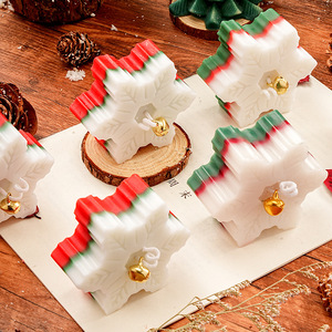 Collection de bougies parfumées écologiques bordeaux personnalisées, parfum fruité, forme de flocon de neige de Noël, décoration de fête, aromathérapie, cadeau pour la maison - Product Image 4