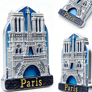 Imán Metálico para Refrigerador de la Torre Eiffel de París y Notre Dame, Recuerdo Plateado en 3D - Product Image 5