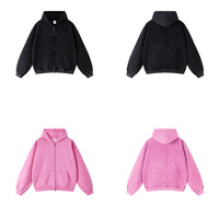 Sudadera con capucha retro lavada de 360 g con cremallera, gruesa, estilo urbano, de alta calidad, vintage, con cremallera, ropa exterior