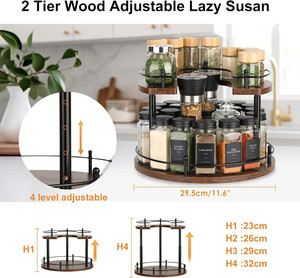 Organizador Giratorio de Madera para Especias, Tipo Lazy Susan, para Botellas de Condimento, para Gabinete o Encimera de Cocina - Product Image 4