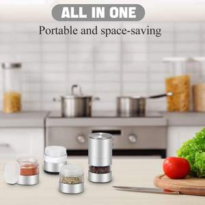 Moulin à sel et à poivre manuel en acier inoxydable pour la maison et les restaurants, matériau PC avec meule en céramique, moulin à épices sèches - Product Image 2