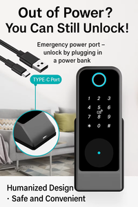 Glomarket Tuya Waterproof Digital TTLock <b>Remote</b> Unlock Double-sided Fingerprint Aluminum Alloy <b>Smart</b> Lock for Steel & Wood Doors - Product Image 3