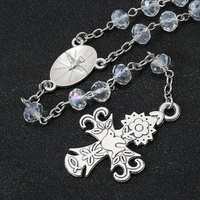 Chapelet catholique personnalisé en cristal transparent AB, perles de 6*8 mm, cinq dizaines, oiseau, colombe blanche, Saint-Esprit, crucifix