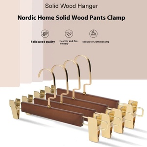Appendiabiti in Legno Massello di Alta Qualità con Clip per Pantaloni, Design Antiscivolo Senza Cuciture, per Boutique, Uso Domestico e <span class=keywords><strong>Negozi</strong></span> di Abbigliamento - Product Image 2