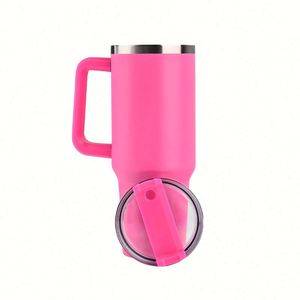 Gobelet de voyage personnalisé de 40 oz, en acier inoxydable à double paroi, isolé, avec revêtement thermolaqué, tasse à café de 40 oz pour voiture avec poignée et couvercle à paille - Product Image 4