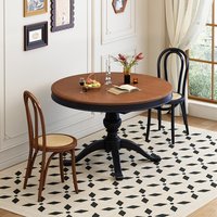 Table à manger extensible en bois massif de style français, table ronde rétro américaine pour petit appartement, table à manger pliante pour salon