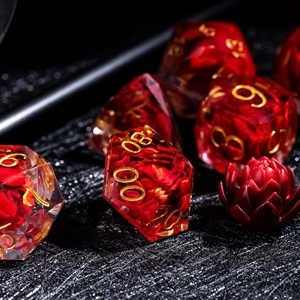 Udixi Tùy Chỉnh Dnd <span class=keywords><strong>Dice</strong></span> <span class=keywords><strong>Set</strong></span> D20 Handmade Sharp Cạnh Màu Đỏ Hoa Sen Xúc Xắc 7 Mảnh RPG <span class=keywords><strong>Dice</strong></span> Trò Chơi Cho D & D Dungeons Và Dragons - Product Image 1
