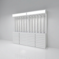 Vitrine de présentation de lunettes optiques de luxe personnalisée, éclairée par LED, écologique, étanche, verrouillable, avec tiroirs pour salle d'exposition