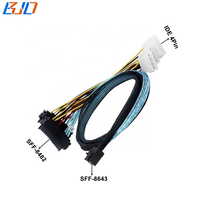 SFF-8643 SAS Mini ke 4 * SFF-8482 29Pin, dengan Molex 4Pin Power Hard Disk Drive Adapter kabel ekstensi Data 50CM 100CM