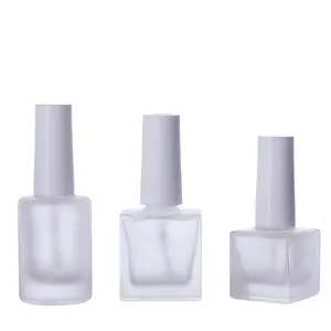 OEM-botella de vidrio para esmalte de uñas en gel, personalizada, esmerilada, cuadrada, con cepillo, rectangular, botellas vacías de esmalte de uñas