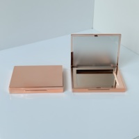 Palette de fards à paupières en or rose électroplaqué, miroir de maquillage pliable, logo personnalisé OEM, étui carré en plastique pour blush
