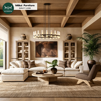 Ensemble de canapés de salon moderne de luxe, structure en bois massif, canapé sectionnel en forme de L, écologique et durable pour hôtel et villa