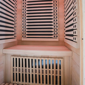 Sauna sec intérieur de luxe au design moderne, taille personnalisée, 220v, <span class=keywords><strong>bois</strong></span> de pruche massif avec une puissance de 3kw, sans vapeur, enclos de massage pour la peau - Product Image 4