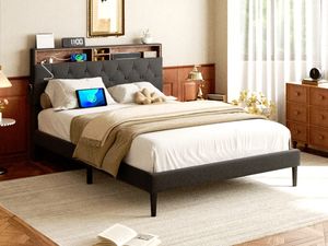 Ensemble <span class=keywords><strong>de</strong></span> <span class=keywords><strong>lit</strong></span> multifonctionnel intelligent à hauteur réglable en bois <span class=keywords><strong>de</strong></span> chêne massif avec port <span class=keywords><strong>de</strong></span> charge USB et tête <span class=keywords><strong>de</strong></span> <span class=keywords><strong>lit</strong></span> éclairée - Product Image 1