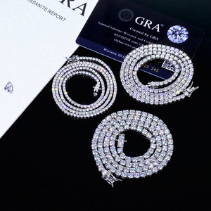 สร้อยคอเทนนิสโมอิสซาไนต์เกรดพรีเมียม รับรองโดย GRA เงินแท้ 925 สไตล์ฮิปฮอป ประดับเพชร  ผ่านการทดสอบเพชร - Product Image 6