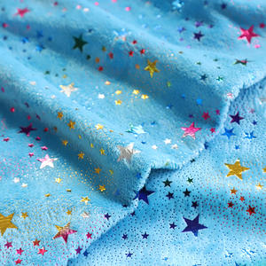 Meilleure vente de microfibre respirante, tissu polaire 100% Polyester avec impression d'étoiles, bronzé or, Minky Velboa pour jouets/ - Product Image 3