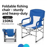 Chaise pliante d'extérieur en acier au carbone, petite table multifonctionnelle, fauteuil de camping surdimensionné, chaise de réalisateur