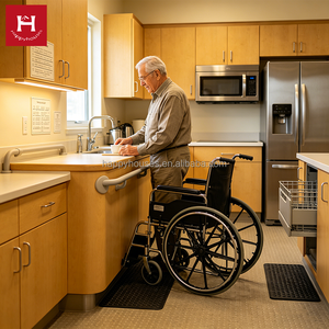 HAPPY HOUSES Armoire <span class=keywords><strong>de</strong></span> cuisine ergonomique pour personnes âgées, adaptée aux personnes handicapées, avec évier à faible hauteur, barres d'appui <span class=keywords><strong>de</strong></span> sécurité pour la maison - Product Image 1