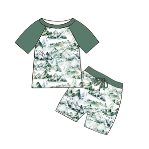 Ensemble en soie de lait pour enfants à manches courtes, haut raglan + short, tenue personnalisée pour garçons - Product Image 3