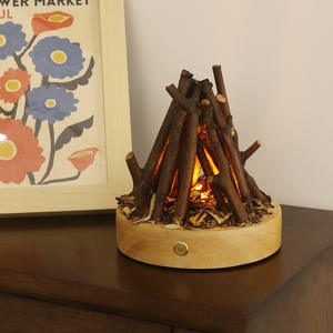 Lampe <span class=keywords><strong>de</strong></span> chevet à LED en bois avec base tactile à intensité variable, lampe <span class=keywords><strong>de</strong></span> nuit en pierre, lampe à <span class=keywords><strong>bougie</strong></span> chaude avec câble USB - Product Image 2