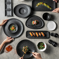 Platos Para Restaurant Traiteur Eevent Creative Dîner Ensemble Plats Porcelaine Vaisselle Mat Rond Blanc Noir Plat Assiette En Céramique
