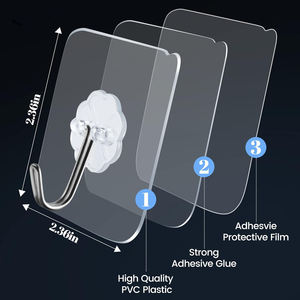 Gancho Autoadhesivo Transparente para Pared, sin Costuras, para Cocina, Baño, Sala de Estar, Dormitorio - Product Image 1