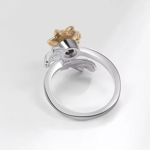 Venta al por mayor joyería fina estilo <span class=keywords><strong>bosque</strong></span> 925 plata esterlina girasol girado chapado en oro manos abrazando anillos ajustables para mujeres - Product Image 4
