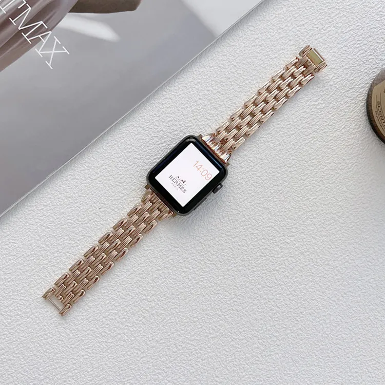 Metal saat kayışı çizgili Band paslanmaz çelik apple Watch serisi için 7 6 5 4 3 2 1 boyutu 44 42 40 41 38 45mm moda hediye