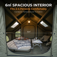 Abri gonflable personnalisé en coton TC vert de 6 m² avec auvent pare-soleil, tente à ouverture rapide