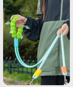 طوق وحبل للكلاب من النايلون الملون مع خطافين، حزام متعدد الوظائف بدون استخدام اليدين مع مقبض من الفوم الناعم EVA، حزام للحيوانات الأليفة مضاد للانفجار مع سلسلة P - Product Image 5