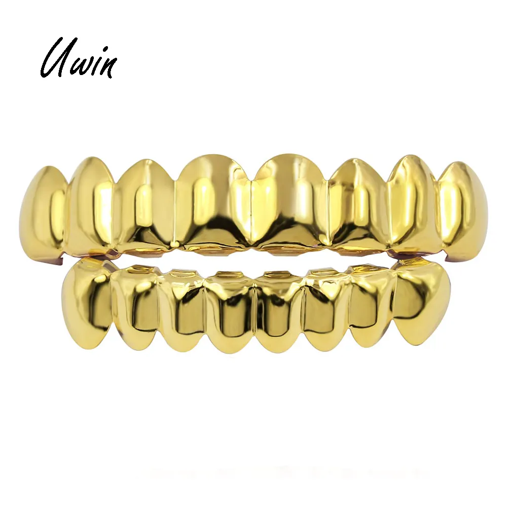 UWIN Promotion Hiphop Grillz Fashion Body Jewelry Man Trendy Gold / Silver Copper With Zircon Punk Dental Grillz Wholesale