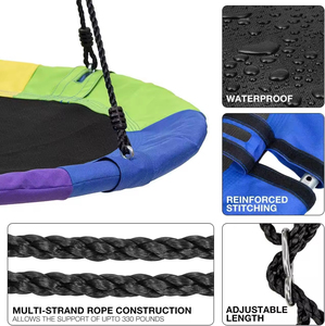 Saucer Tree Swing Grande balançoire en corde avec plateforme de balançoire nid d'enfant et mousqueton bonus pour l'extérieur - Product Image 5