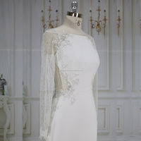 Robe de mariée sirène avec dentelle à manches longues et dos bas, nouvelle collection