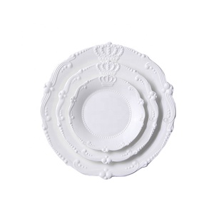 Plato de cena de cerámica con relieve de <span class=keywords><strong>corona</strong></span>, vajilla occidental europea Retro, logotipo personalizado - Product Image 2