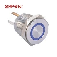 Depuis 1988 ONPOW CE,ROHS 16mm Interrupteur à bouton-poussoir lumineux Interrupteur à bouton-poussoir en métal