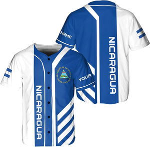 Individuelles Nicaragua-Flaggen 3D-Druck Baseball-Trikot Shirt Top Tee Herren Streetwear Kurzarm Sportbekleidung Team-Logo Name Shirt Hot - Product Image 4