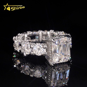 Fast Shipping Local Stock Engagement <strong>Emerald</strong> Cut 5ct Women 925 <strong>Silver</strong> Moissanite Diamond <strong>Ring</strong> - Product Image 4