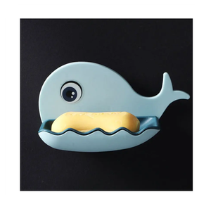 Boîte à savon en forme de baleine mignonne pour enfants 2023, double support mural sans perçage, fixation adhésive - Product Image 1