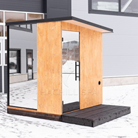 Hachillspa Spiegel Glas Sauna kabine Massiv Thermo holz Konstruktion Thermo Holz LED-Leuchten Premium Schindel dach 2 Level Sauna