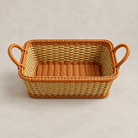 Panier de rangement pour articles divers, sur mesure, OEM, durable, en PP, imitation rotin, disponible en plusieurs tailles, pour le bureau et le rangement d'objets de petite taille