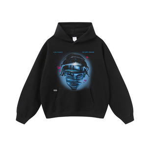 American-style Hip-hop Retro Rap Character <b>Printed</b> Cotton Loose Washed Distressed Hoodie Men's Women's Streetwear Trendy Brand - Product Image 5