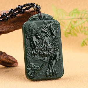 Pendentif en jade noir naturel de Hotan Pi Xiu, design original, style chinois, bijoux pour homme, cadeau avec certificat d'évaluation HT11 - Product Image 1