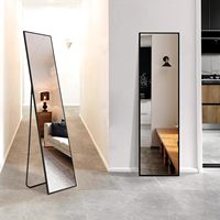 Miroir de sol long rectangulaire de 59 po x 16 po, décoration d'intérieur, grand cadre en aluminium, miroir de salle de bain, décoration de salon
