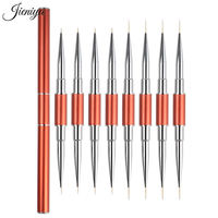 Pinceau à double extrémité pour nail art Jinieya, nouveau style, orange-rouge, pinceau à double tête, pinceau à rayures